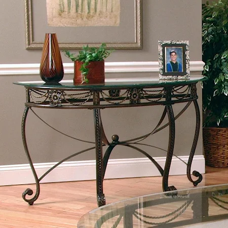 Half Moon Beveled Edge Sofa Table